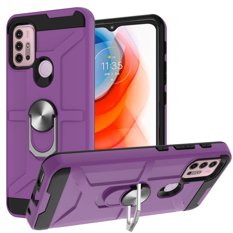 For Motorola Moto G10 / G30 War-god Armor TPU + PC Shockproof Magnetic Protective Case with Ring Holder