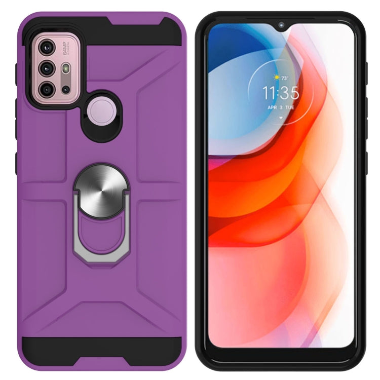 For Motorola Moto G10 / G30 War-god Armor TPU + PC Shockproof Magnetic Protective Case with Ring Holder