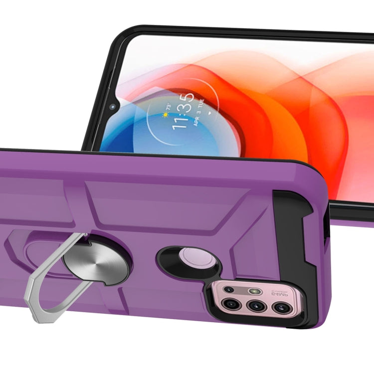 For Motorola Moto G10 / G30 War-god Armor TPU + PC Shockproof Magnetic Protective Case with Ring Holder
