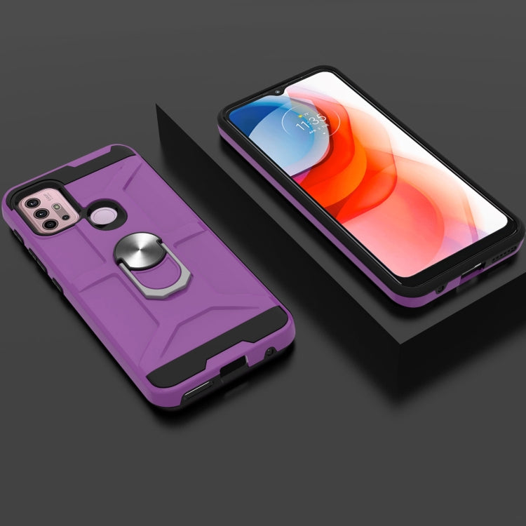 For Motorola Moto G10 / G30 War-god Armor TPU + PC Shockproof Magnetic Protective Case with Ring Holder
