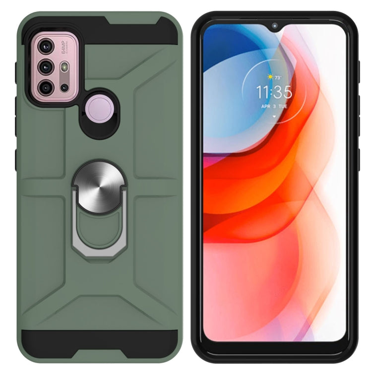 For Motorola Moto G10 / G30 War-god Armor TPU + PC Shockproof Magnetic Protective Case with Ring Holder