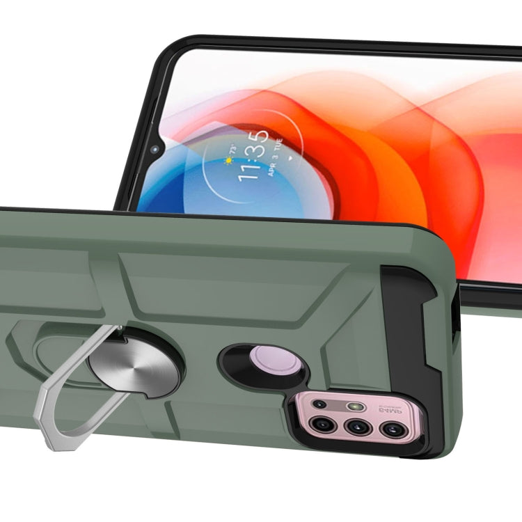 For Motorola Moto G10 / G30 War-god Armor TPU + PC Shockproof Magnetic Protective Case with Ring Holder