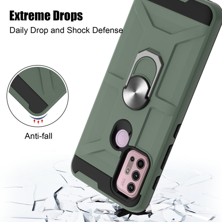 For Motorola Moto G10 / G30 War-god Armor TPU + PC Shockproof Magnetic Protective Case with Ring Holder