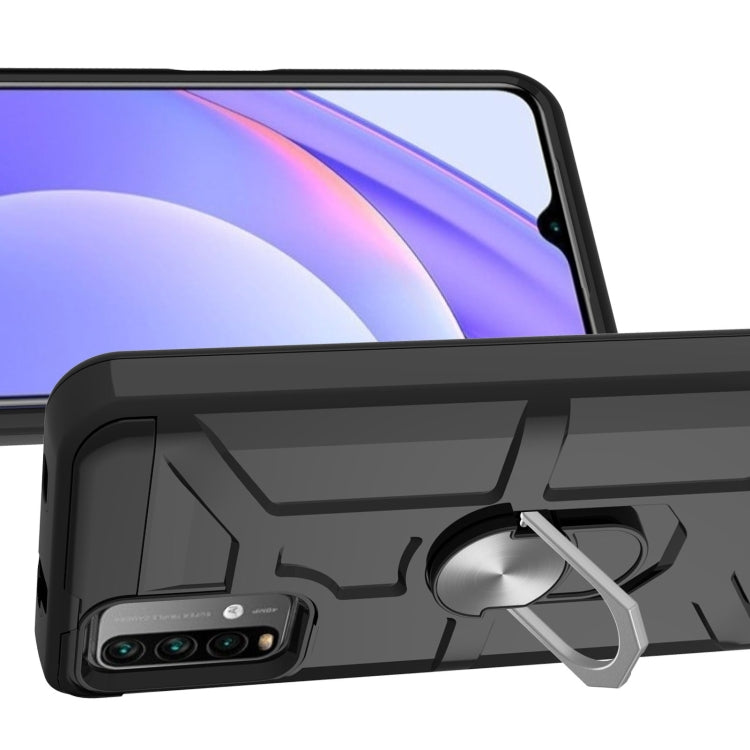 For Xiaomi Redmi 9 Power / Note 9 4G / Poco M3 War-god Armor TPU + PC Shockproof Magnetic Protective Case with Ring Holder