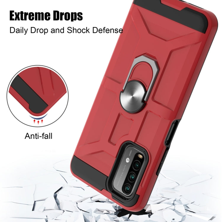 For Xiaomi Redmi 9 Power / Note 9 4G / Poco M3 War-god Armor TPU + PC Shockproof Magnetic Protective Case with Ring Holder