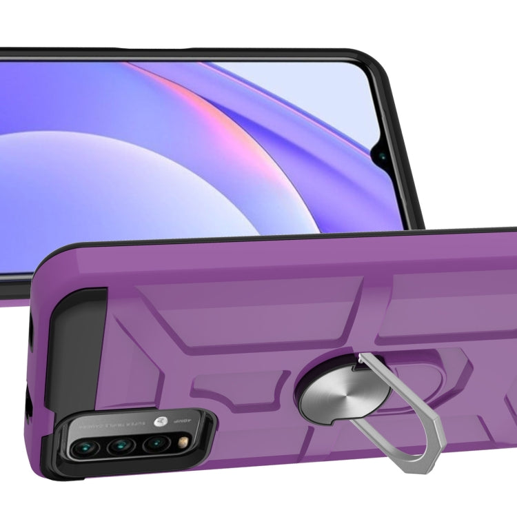 For Xiaomi Redmi 9 Power / Note 9 4G / Poco M3 War-god Armor TPU + PC Shockproof Magnetic Protective Case with Ring Holder