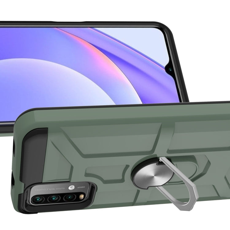For Xiaomi Redmi 9 Power / Note 9 4G / Poco M3 War-god Armor TPU + PC Shockproof Magnetic Protective Case with Ring Holder