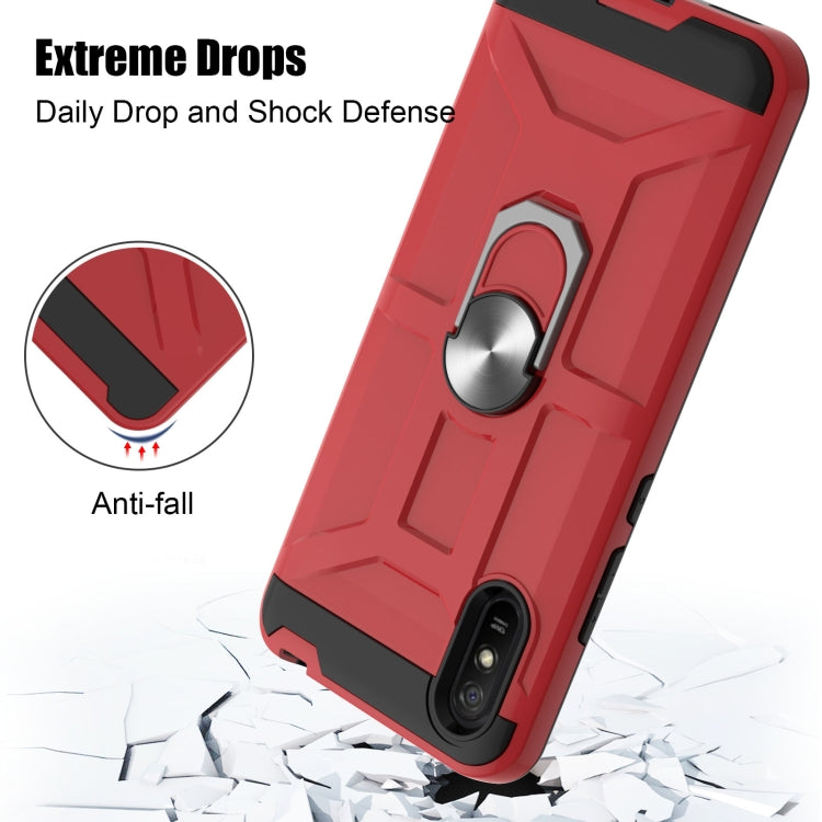 For Xiaomi Redmi 9A War-god Armor TPU + PC Shockproof Magnetic Protective Case with Ring Holder
