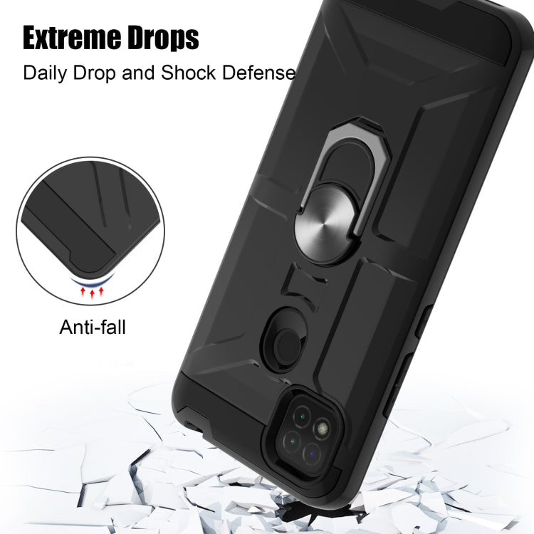 For Xiaomi Redmi 9C / Redmi 9 Indian Edition War-god Armor TPU + PC Shockproof Magnetic Protective Case with Ring Holder