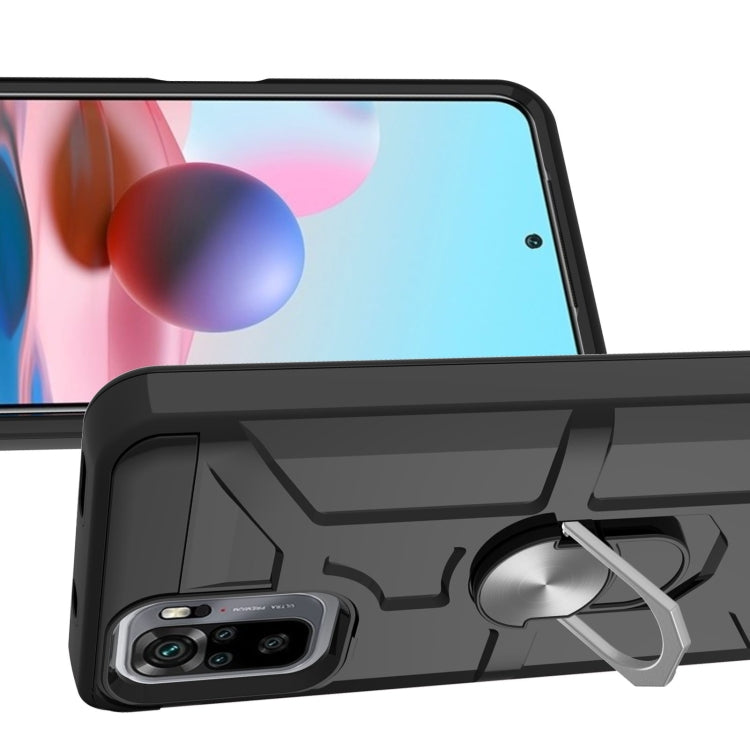 For Xiaomi Redmi Note 10 / Note 10S War-god Armor TPU + PC Shockproof Magnetic Protective Case with Ring Holder