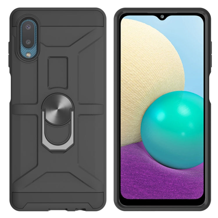 For Samsung Galaxy A02 / M02 War-god Armor TPU + PC Shockproof Magnetic Protective Case with Ring Holder