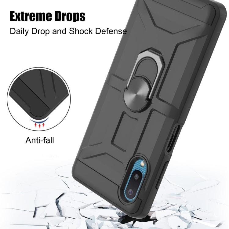 For Samsung Galaxy A02 / M02 War-god Armor TPU + PC Shockproof Magnetic Protective Case with Ring Holder