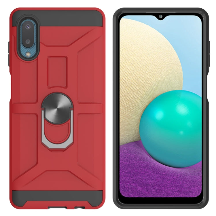 For Samsung Galaxy A02 / M02 War-god Armor TPU + PC Shockproof Magnetic Protective Case with Ring Holder