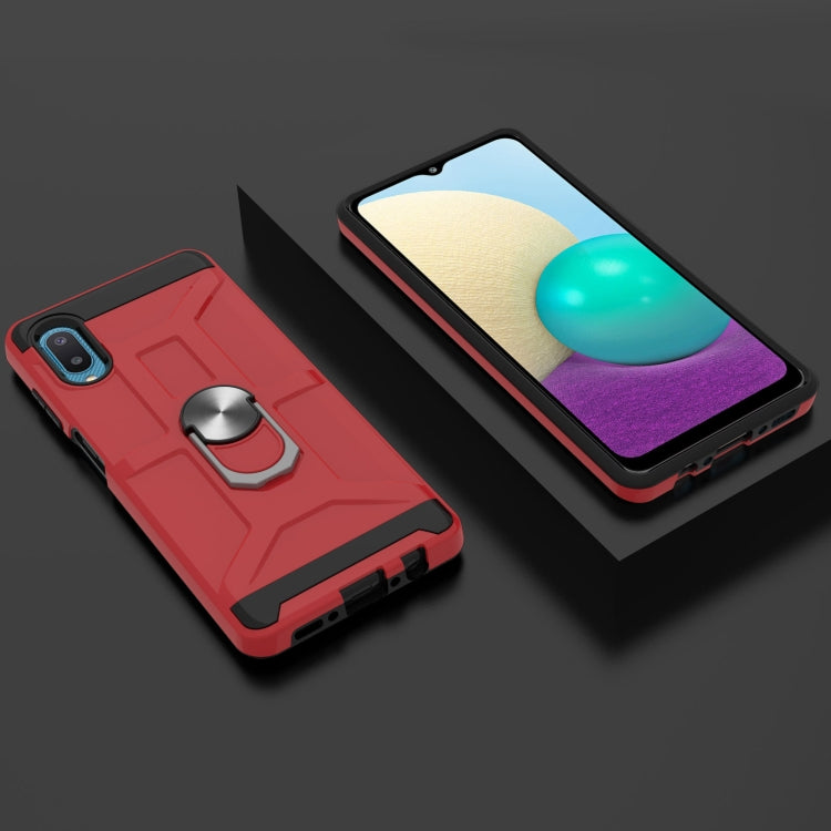 For Samsung Galaxy A02 / M02 War-god Armor TPU + PC Shockproof Magnetic Protective Case with Ring Holder