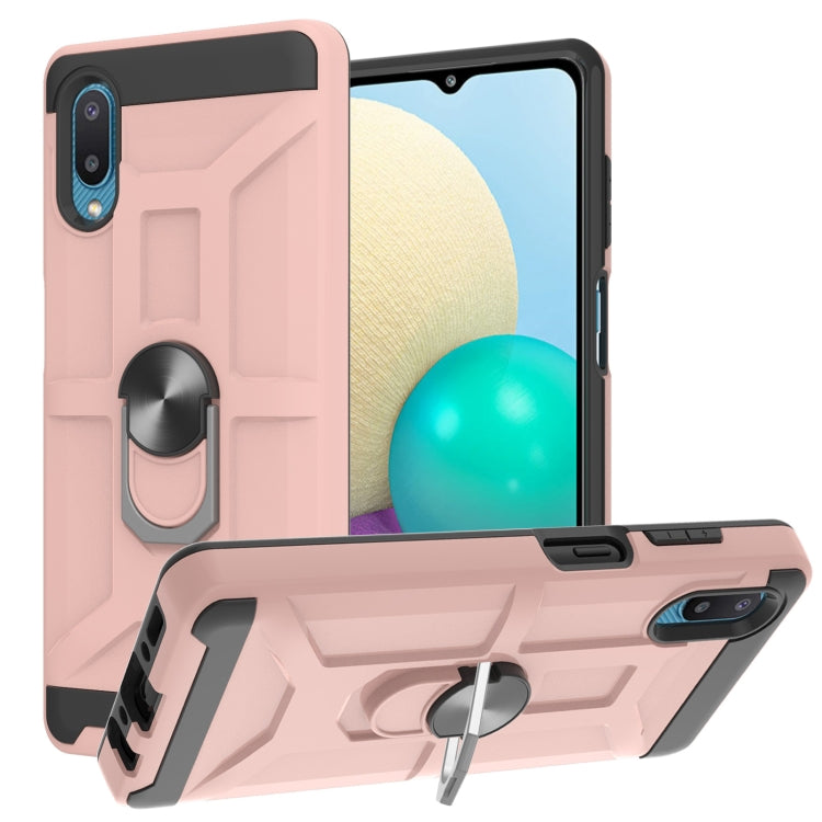 For Samsung Galaxy A02 / M02 War-god Armor TPU + PC Shockproof Magnetic Protective Case with Ring Holder