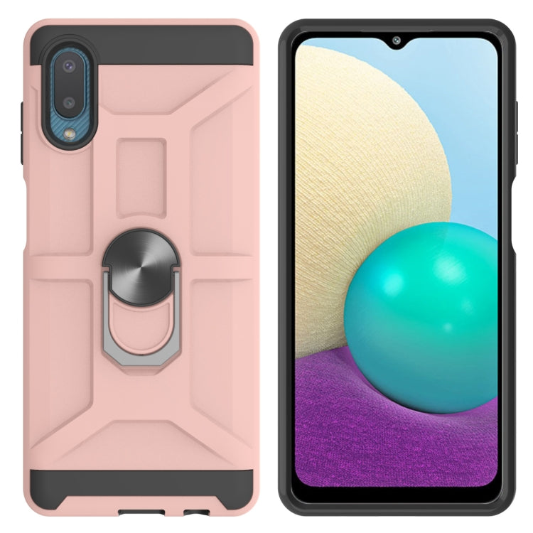 For Samsung Galaxy A02 / M02 War-god Armor TPU + PC Shockproof Magnetic Protective Case with Ring Holder