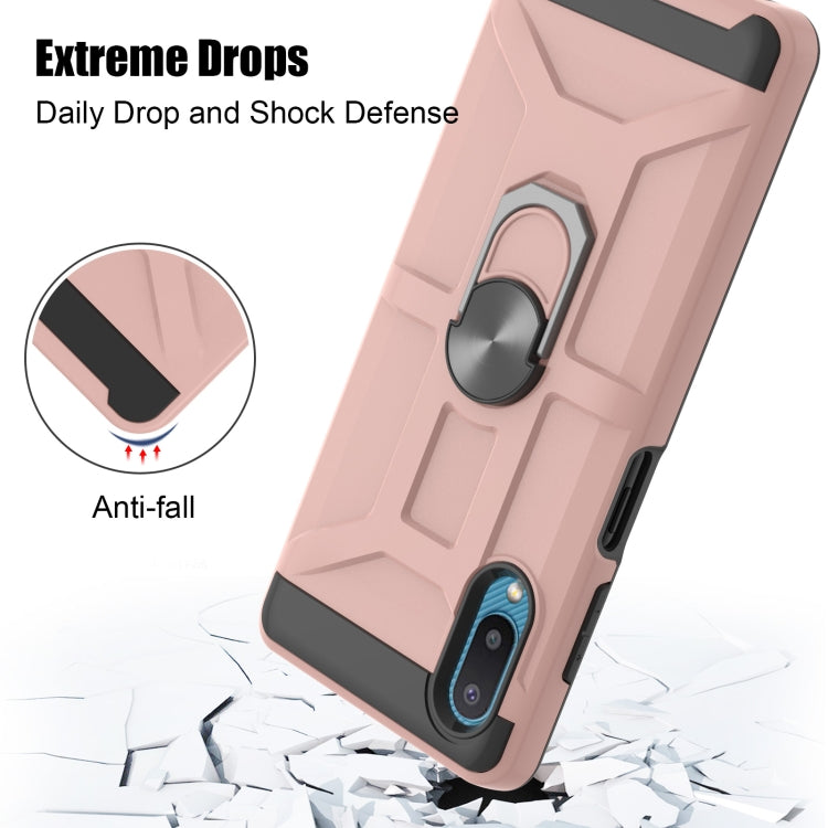 For Samsung Galaxy A02 / M02 War-god Armor TPU + PC Shockproof Magnetic Protective Case with Ring Holder