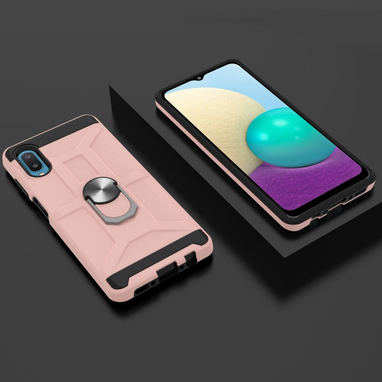 For Samsung Galaxy A02 / M02 War-god Armor TPU + PC Shockproof Magnetic Protective Case with Ring Holder