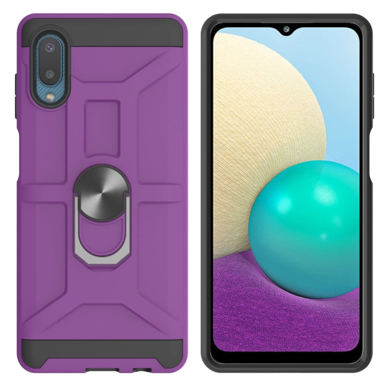For Samsung Galaxy A02 / M02 War-god Armor TPU + PC Shockproof Magnetic Protective Case with Ring Holder