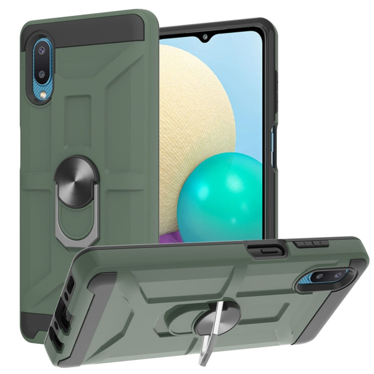 For Samsung Galaxy A02 / M02 War-god Armor TPU + PC Shockproof Magnetic Protective Case with Ring Holder