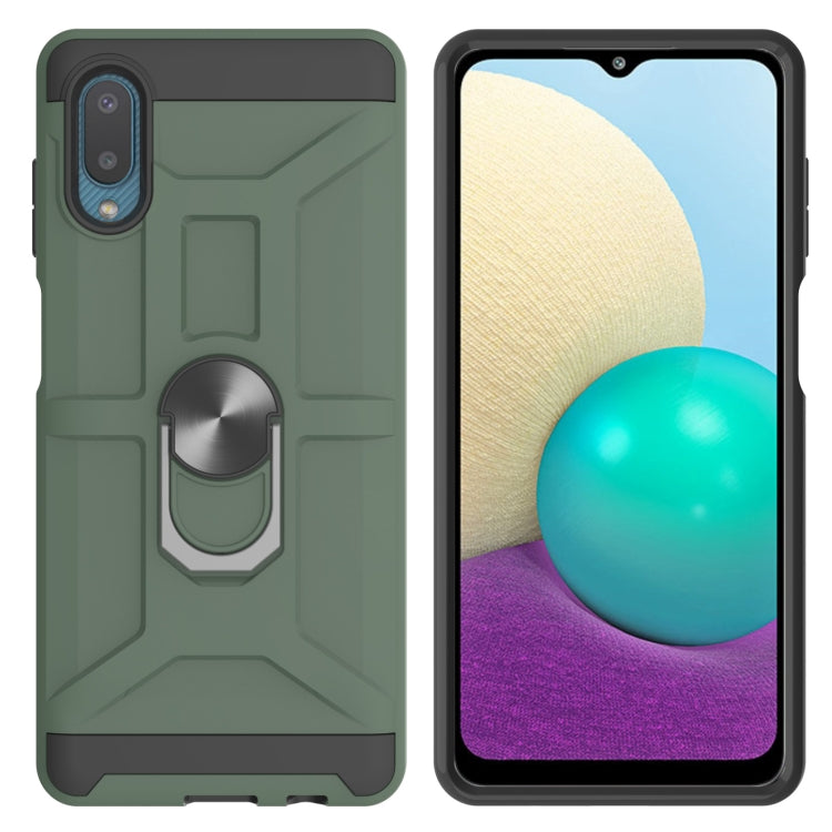 For Samsung Galaxy A02 / M02 War-god Armor TPU + PC Shockproof Magnetic Protective Case with Ring Holder