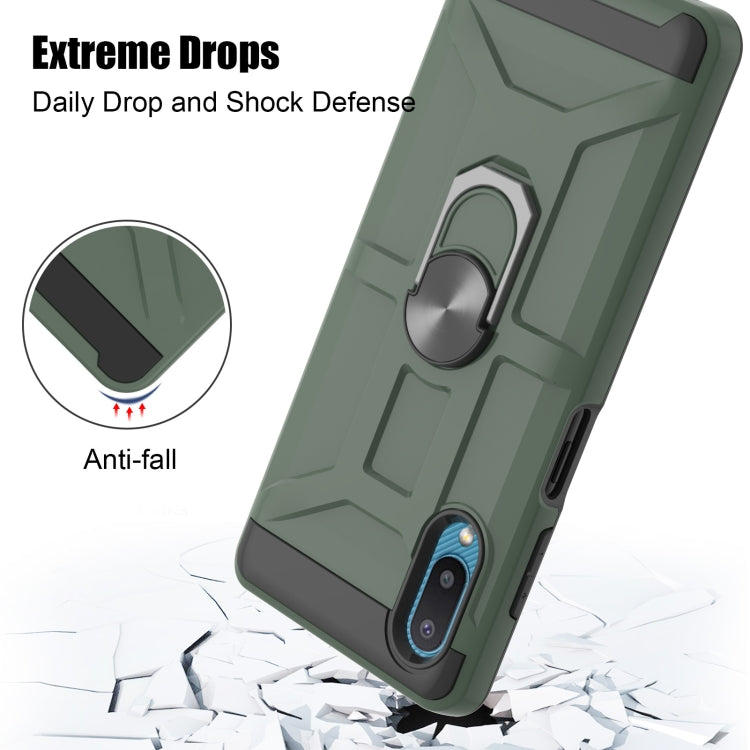 For Samsung Galaxy A02 / M02 War-god Armor TPU + PC Shockproof Magnetic Protective Case with Ring Holder