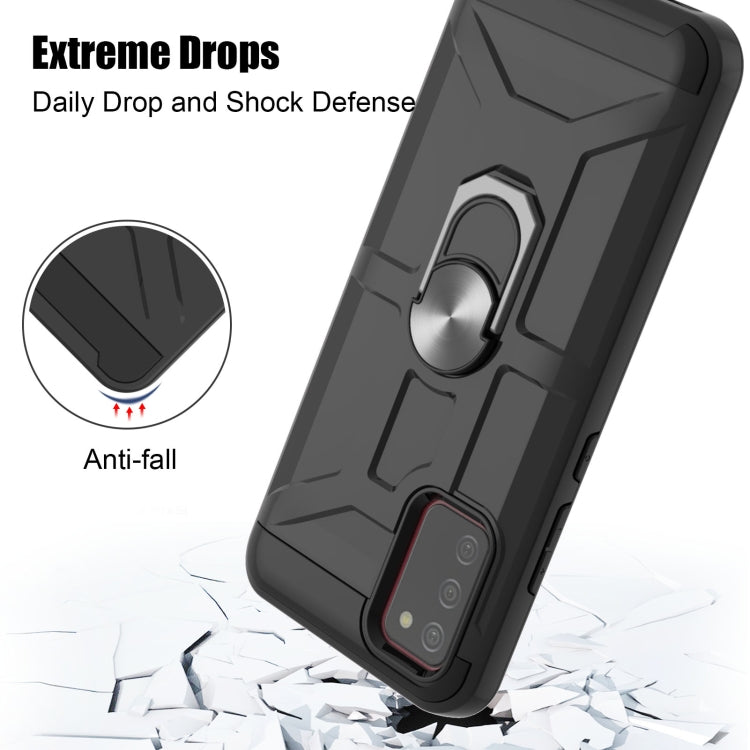 For Samsung Galaxy A02s (164mm) War-god Armor TPU + PC Shockproof Magnetic Protective Case with Ring Holder