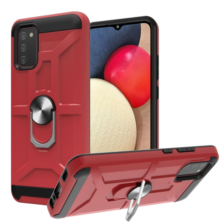 For Samsung Galaxy A02s (164mm) War-god Armor TPU + PC Shockproof Magnetic Protective Case with Ring Holder