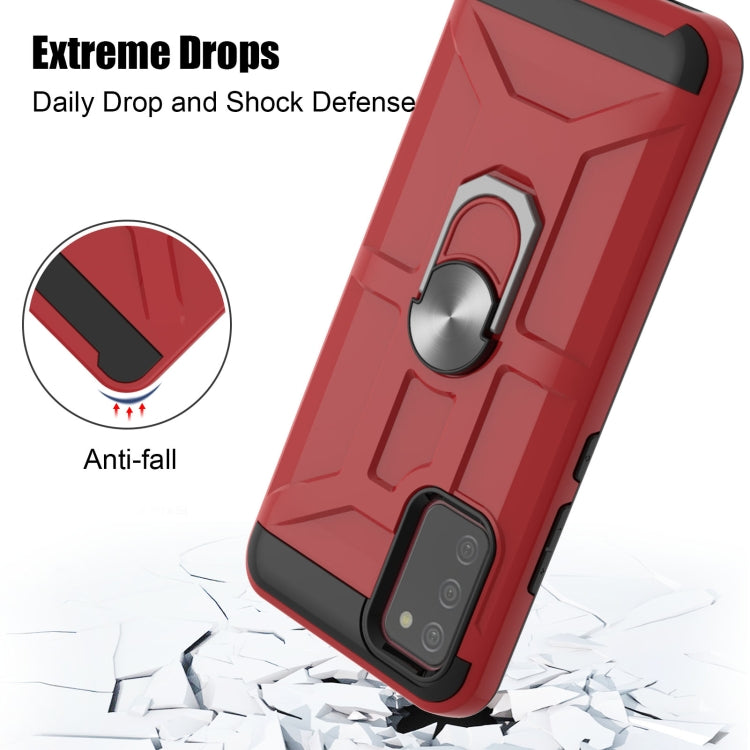For Samsung Galaxy A02s (164mm) War-god Armor TPU + PC Shockproof Magnetic Protective Case with Ring Holder