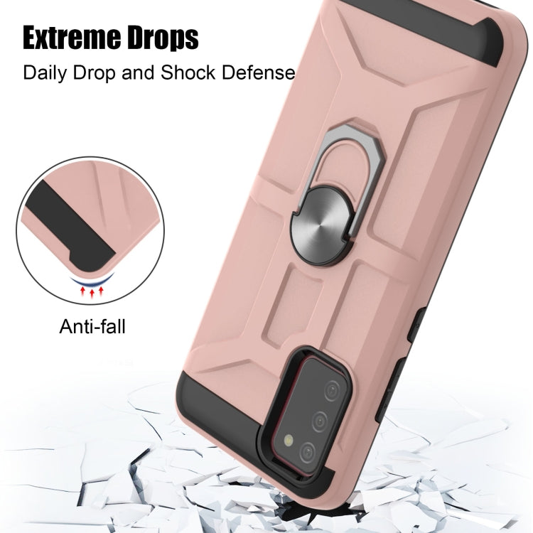 For Samsung Galaxy A02s (164mm) War-god Armor TPU + PC Shockproof Magnetic Protective Case with Ring Holder