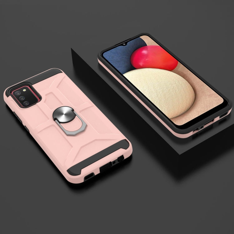 For Samsung Galaxy A02s (164mm) War-god Armor TPU + PC Shockproof Magnetic Protective Case with Ring Holder
