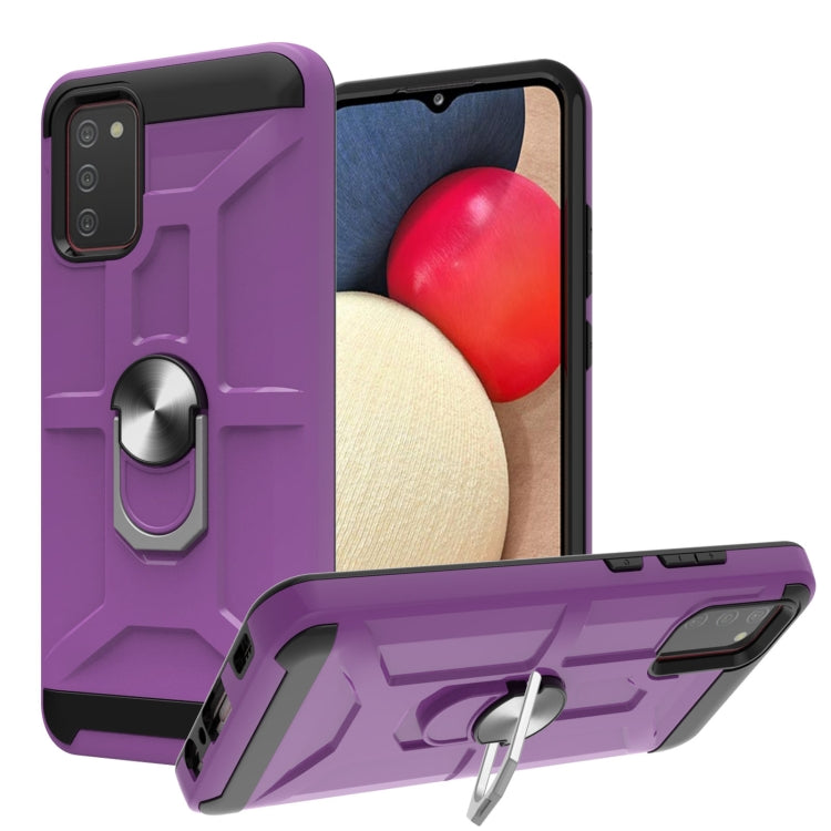 For Samsung Galaxy A02s (164mm) War-god Armor TPU + PC Shockproof Magnetic Protective Case with Ring Holder