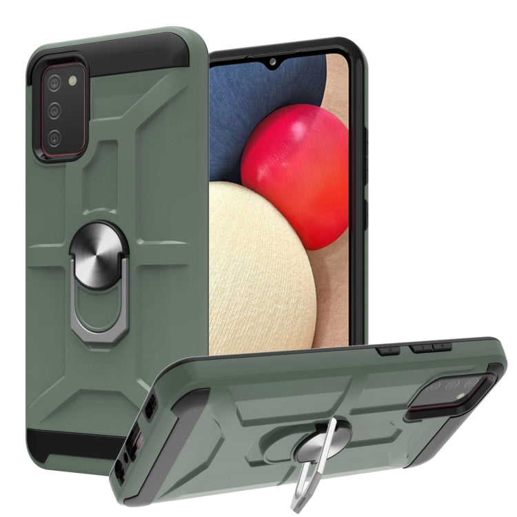 For Samsung Galaxy A02s (164mm) War-god Armor TPU + PC Shockproof Magnetic Protective Case with Ring Holder
