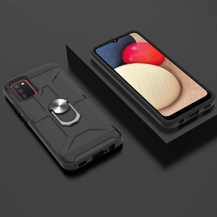 For Samsung Galaxy A02s (166mm) War-god Armor TPU + PC Shockproof Magnetic Protective Case with Ring Holder