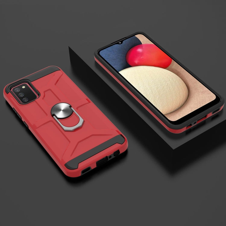For Samsung Galaxy A02s (166mm) War-god Armor TPU + PC Shockproof Magnetic Protective Case with Ring Holder