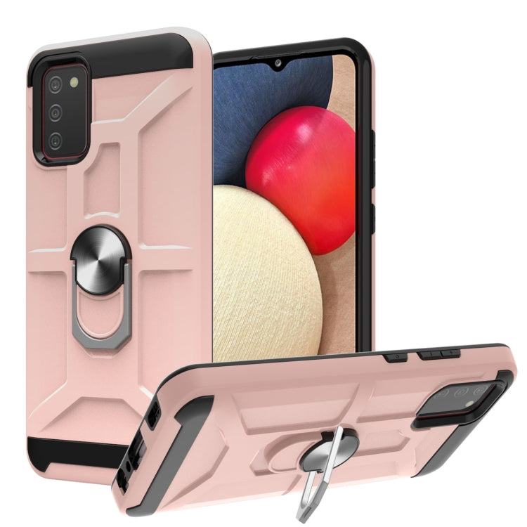 For Samsung Galaxy A02s (166mm) War-god Armor TPU + PC Shockproof Magnetic Protective Case with Ring Holder