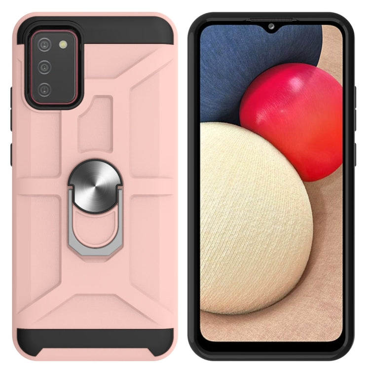 For Samsung Galaxy A02s (166mm) War-god Armor TPU + PC Shockproof Magnetic Protective Case with Ring Holder