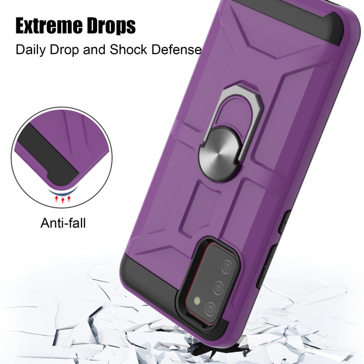 For Samsung Galaxy A02s (166mm) War-god Armor TPU + PC Shockproof Magnetic Protective Case with Ring Holder