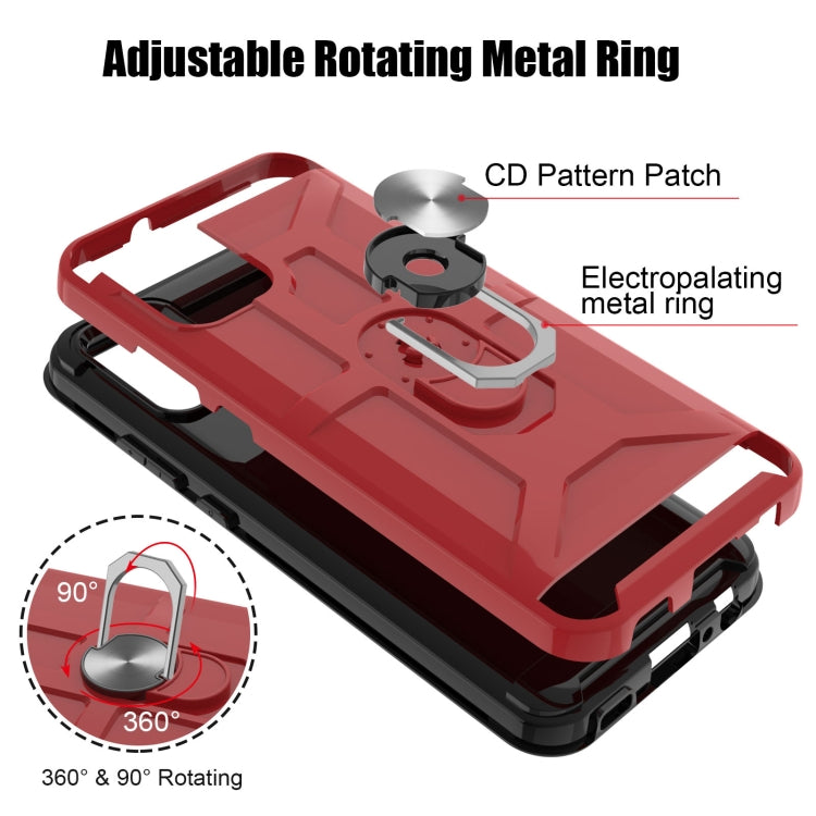 For Samsung Galaxy A02s (166mm) War-god Armor TPU + PC Shockproof Magnetic Protective Case with Ring Holder