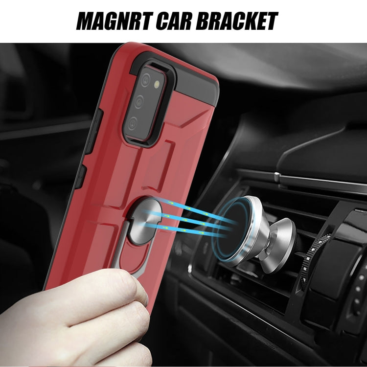 For Samsung Galaxy A02s (166mm) War-god Armor TPU + PC Shockproof Magnetic Protective Case with Ring Holder