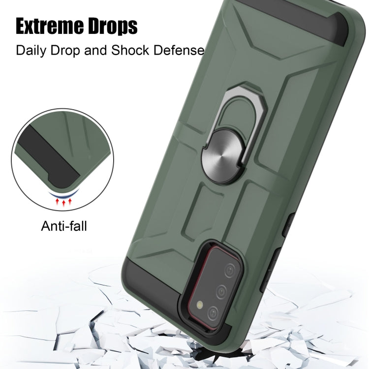 For Samsung Galaxy A02s (166mm) War-god Armor TPU + PC Shockproof Magnetic Protective Case with Ring Holder