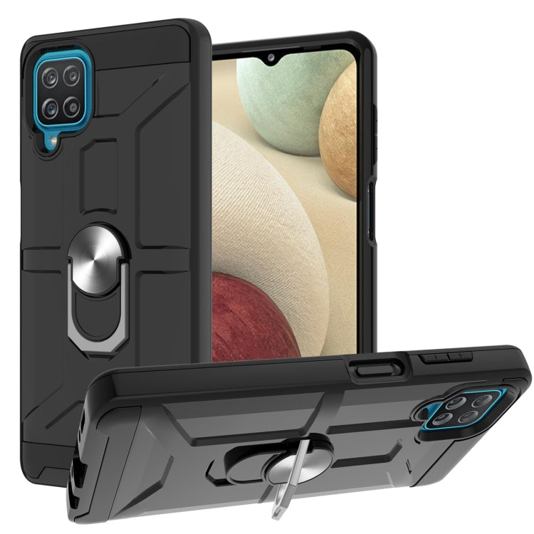 For Samsung Galaxy A12 5G War-god Armor TPU + PC Shockproof Magnetic Protective Case with Ring Holder
