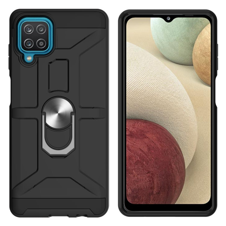 For Samsung Galaxy A12 5G War-god Armor TPU + PC Shockproof Magnetic Protective Case with Ring Holder