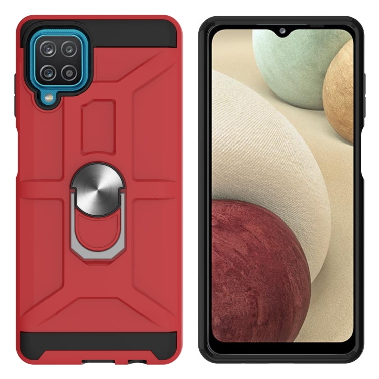 For Samsung Galaxy A12 5G War-god Armor TPU + PC Shockproof Magnetic Protective Case with Ring Holder