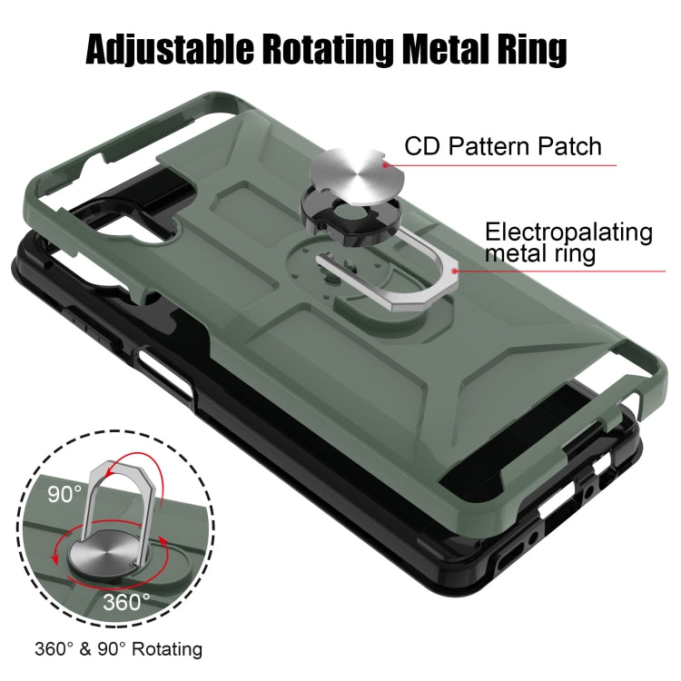 For Samsung Galaxy A12 5G War-god Armor TPU + PC Shockproof Magnetic Protective Case with Ring Holder