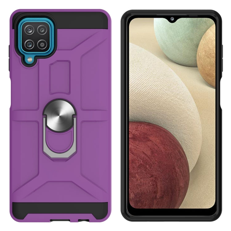 For Samsung Galaxy A12 5G War-god Armor TPU + PC Shockproof Magnetic Protective Case with Ring Holder