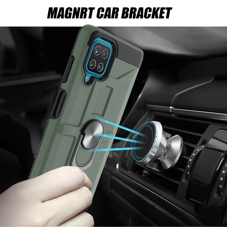 For Samsung Galaxy A12 5G War-god Armor TPU + PC Shockproof Magnetic Protective Case with Ring Holder