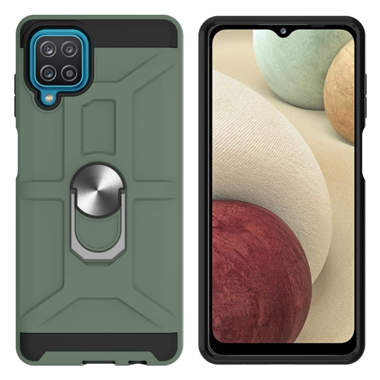 For Samsung Galaxy A12 5G War-god Armor TPU + PC Shockproof Magnetic Protective Case with Ring Holder
