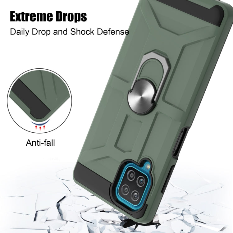 For Samsung Galaxy A12 5G War-god Armor TPU + PC Shockproof Magnetic Protective Case with Ring Holder