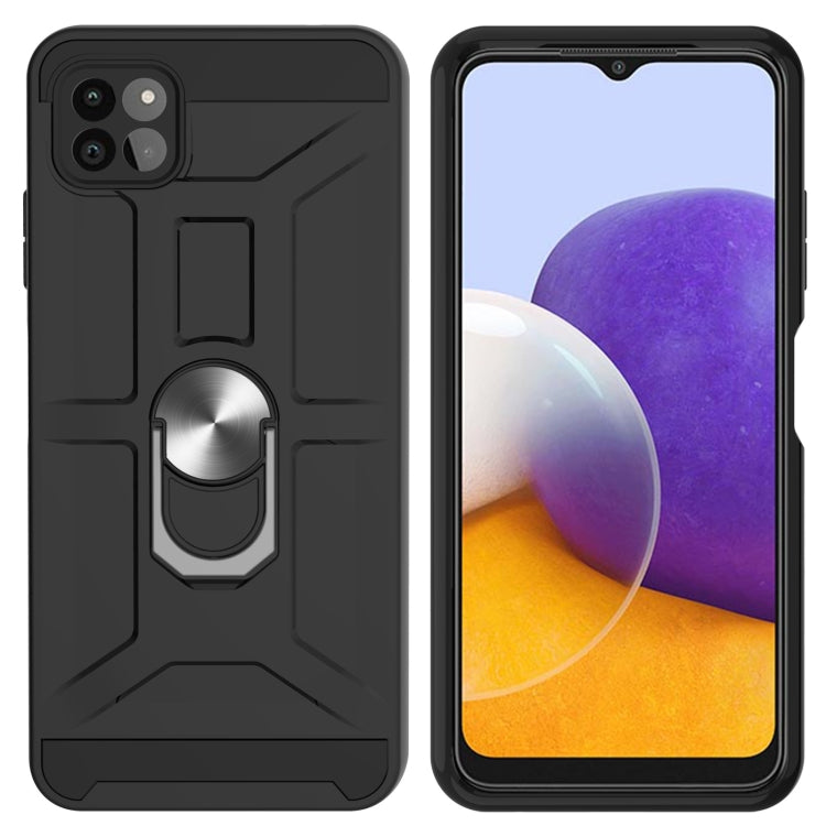 For Samsung Galaxy A22 5G War-god Armor TPU + PC Shockproof Magnetic Protective Case with Ring Holder